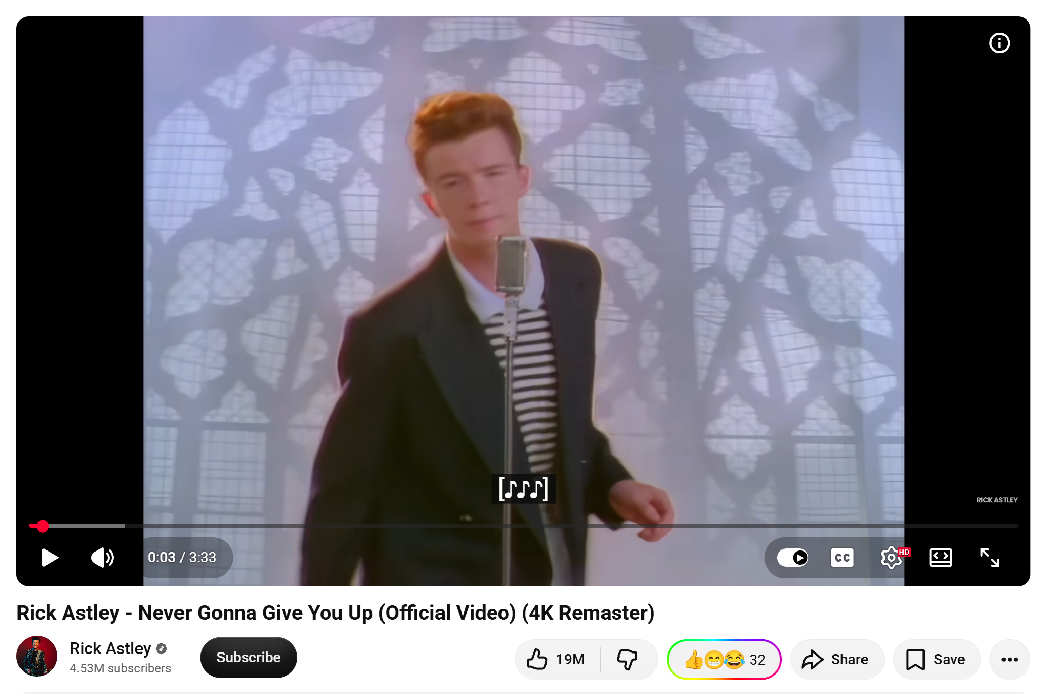 The Webemoji button sitting in YouTube's action row, next to Like, Dislike and Share