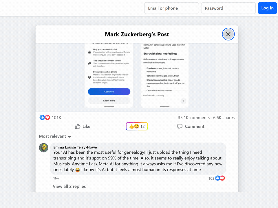 Animated demo of a Webemoji emoji picker beside a Facebook post action row.